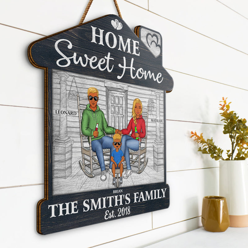 Home Sweet Home - Outdoor, Home Decor Gift For Family, Husband, Wife, Couple - Personalized Custom Shaped Wood Sign