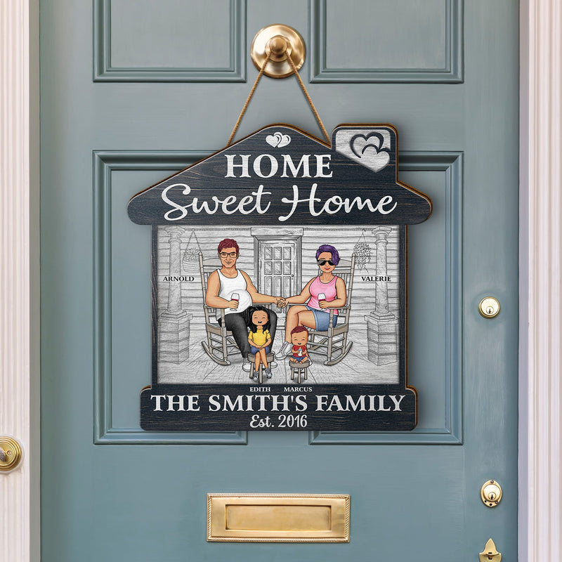 Home Sweet Home - Outdoor, Home Decor Gift For Family, Husband, Wife, Couple - Personalized Custom Shaped Wood Sign