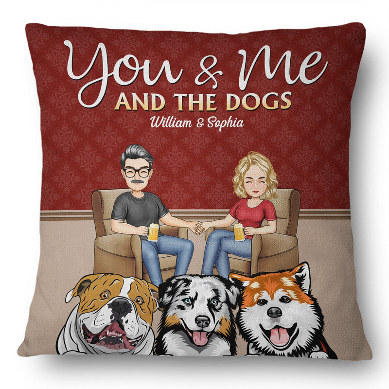 Toi, moi et les chiens, chats et bébés en fourrure - Cadeau de décoration d'extérieur pour la famille, les couples et les amoureux des animaux - Oreiller personnalisé