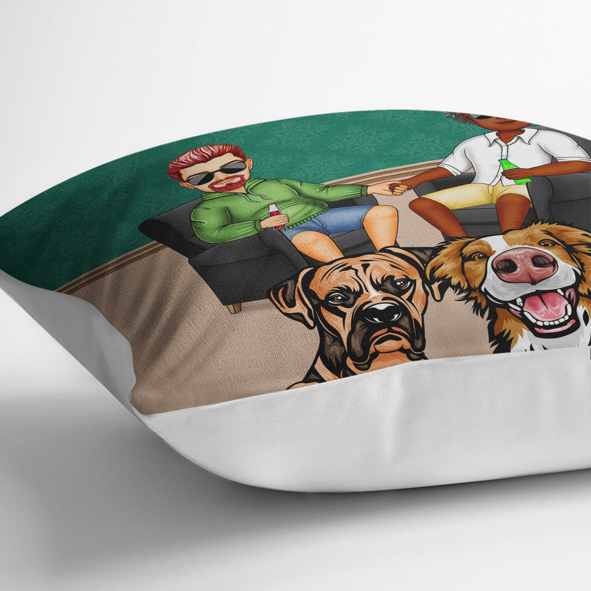 Toi, moi et les chiens, chats et bébés en fourrure - Cadeau de décoration d'extérieur pour la famille, les couples et les amoureux des animaux - Oreiller personnalisé