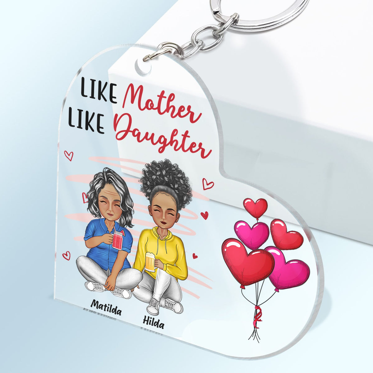 Like Mother Like Daughters - Birthday, Loving Gift For Mommy, Mother, Grandma, Grandmother - Personalized Custom Acrylic Keychain