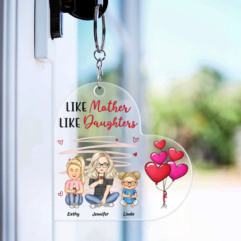 Like Mother Like Daughters - Birthday, Loving Gift For Mommy, Mother, Grandma, Grandmother - Personalized Custom Acrylic Keychain