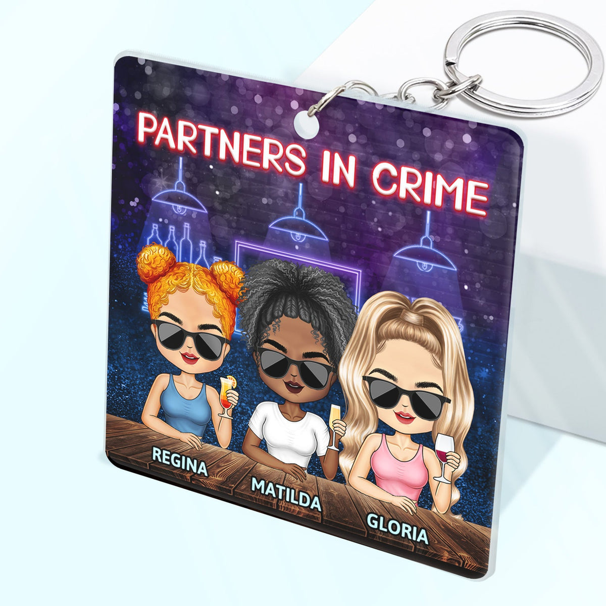 Partenaires dans le crime, n'oubliez pas si nous nous faisons prendre, meilleurs amis - Cadeau Bestie BFF - Porte-clés rectangulaire personnalisé en acrylique