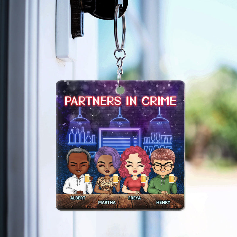 Partenaires dans le crime, n'oubliez pas si nous nous faisons prendre, meilleurs amis - Cadeau Bestie BFF - Porte-clés rectangulaire personnalisé en acrylique