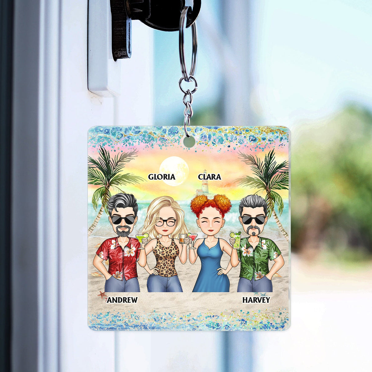 Je t'aime jusqu'à la plage et retour meilleurs amis - Cadeau Bestie BFF - Porte-clés rectangulaire personnalisé en acrylique