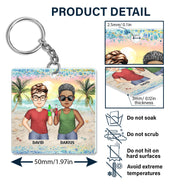 Je t'aime jusqu'à la plage et retour meilleurs amis - Cadeau Bestie BFF - Porte-clés rectangulaire personnalisé en acrylique