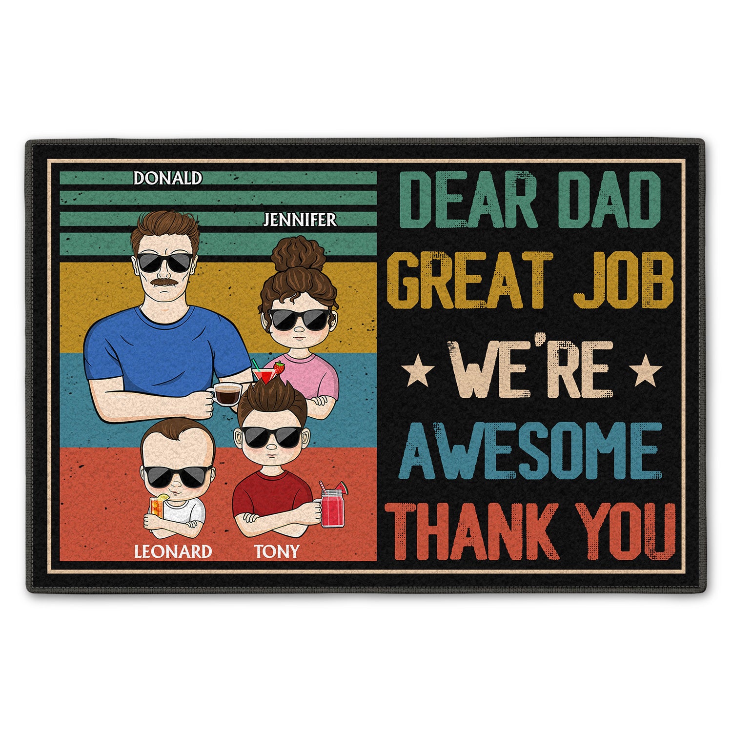 Dear Dad Great Job We're Awesome Thank You Young - Birthday, Loving Gift For Father, Grandpa, Grandfather - Personalized Custom Doormat