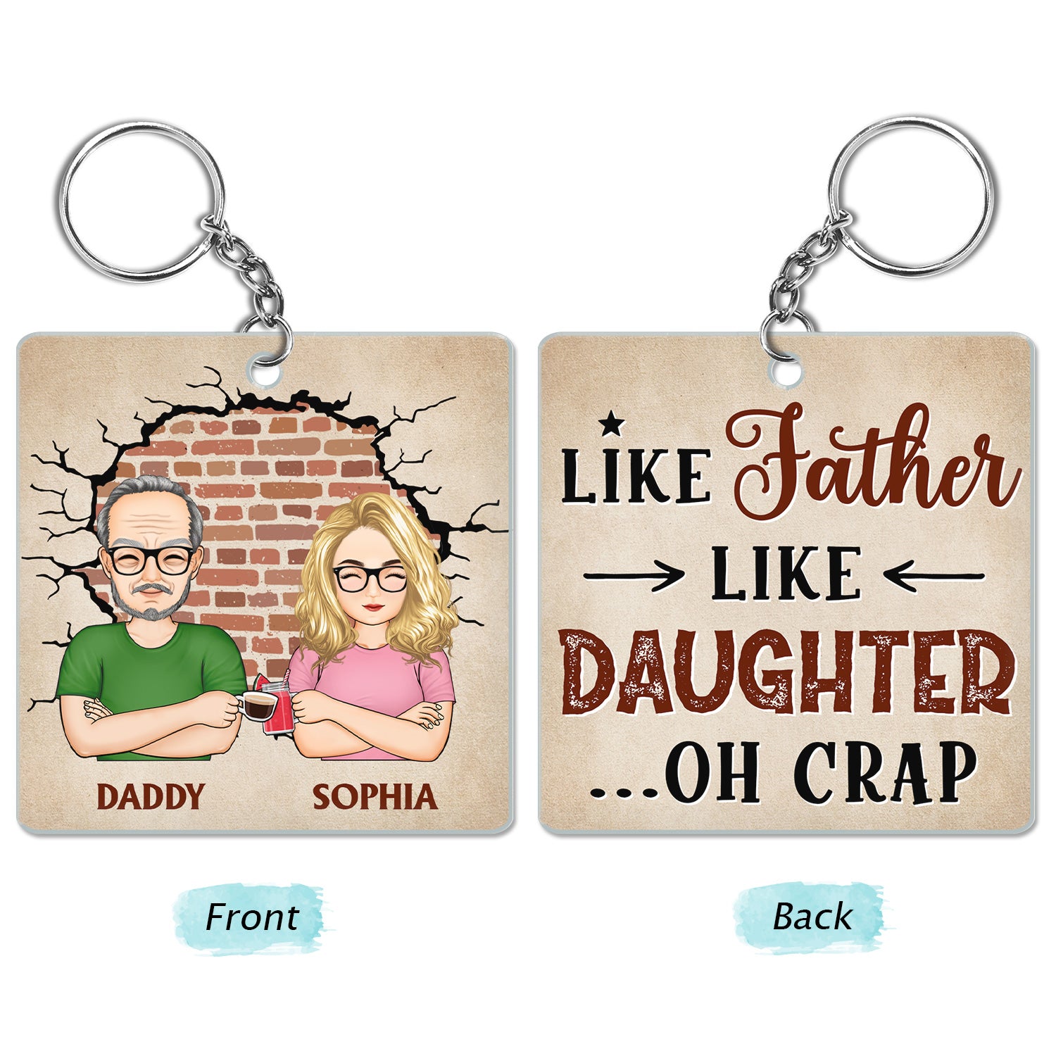 Like Father, Like Daughter - Birthday, Loving Gift For Dad, Father, Papa, Grandpa, Grandfather - Personalized Custom Acrylic Keychain