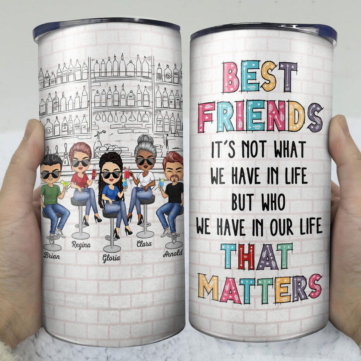 Here's To Another Year Of Bonding Over Alcohol White Best Friends - Bestie BFF Gift - Personalized Custom 4 In 1 Can Cooler Tumbler