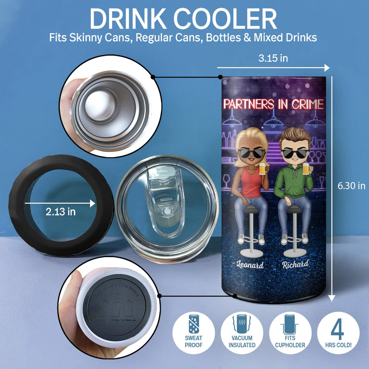 Camping Partners For Life - Camping Personalized Custom 4 In 1 Can Cooler Tumbler - Gift For Couple, Husband Wife, Camping Lovers