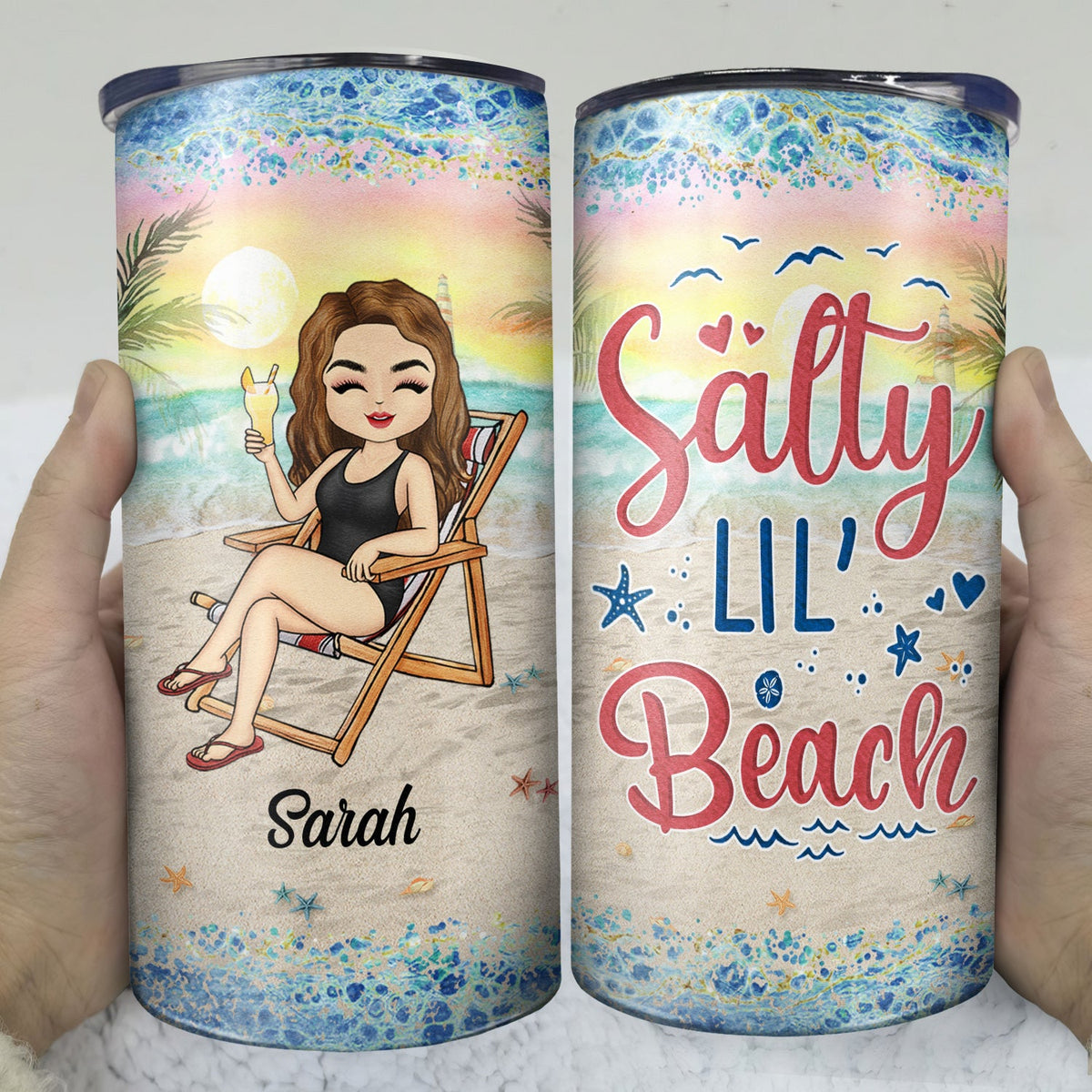 Just A Girl Who Loves Beaches Traveling - Vacation, Birthday Gift For Her, Beach Lovers - Personalized Custom 4 In 1 Can Cooler Tumbler