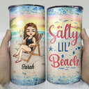 Just A Girl Who Loves Beaches Traveling - Vacation, Birthday Gift For Her, Beach Lovers - Personalized Custom 4 In 1 Can Cooler Tumbler