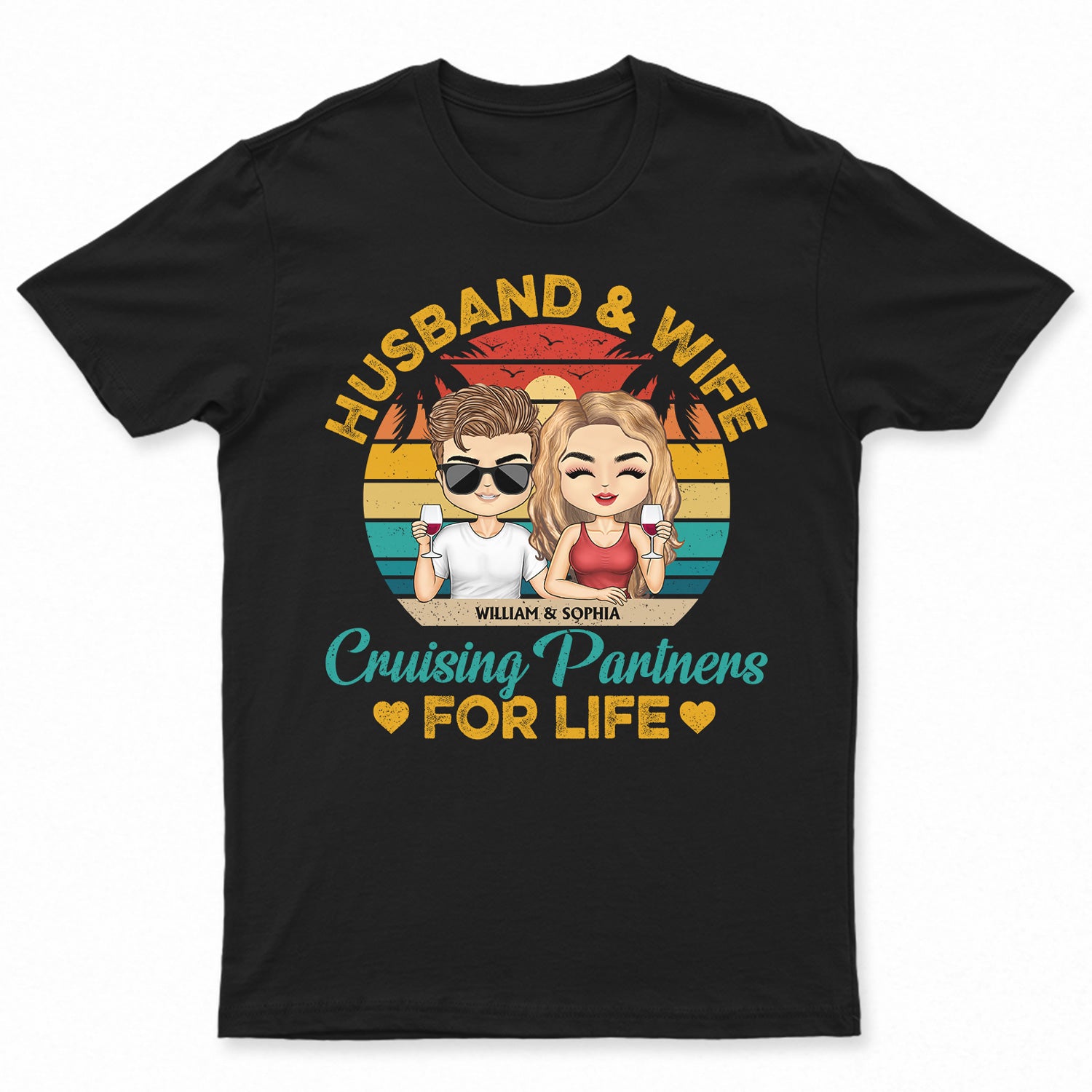 Husband And Wife Cruising Partners For Life Beach - Anniversary, Vacation, Funny Gift For Couples, Family - Personalized Custom T Shirt