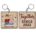 Together Since - Anniversary, Birthday Gifts For Couples, Husband, Wife, Lover - Personalized Custom Wooden Keychain
