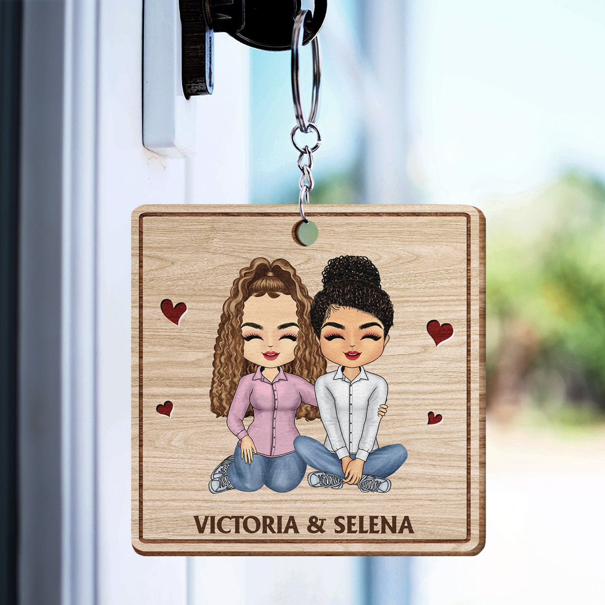 Together Since - Anniversary, Birthday Gifts For Couples, Husband, Wife, Lover - Personalized Custom Wooden Keychain