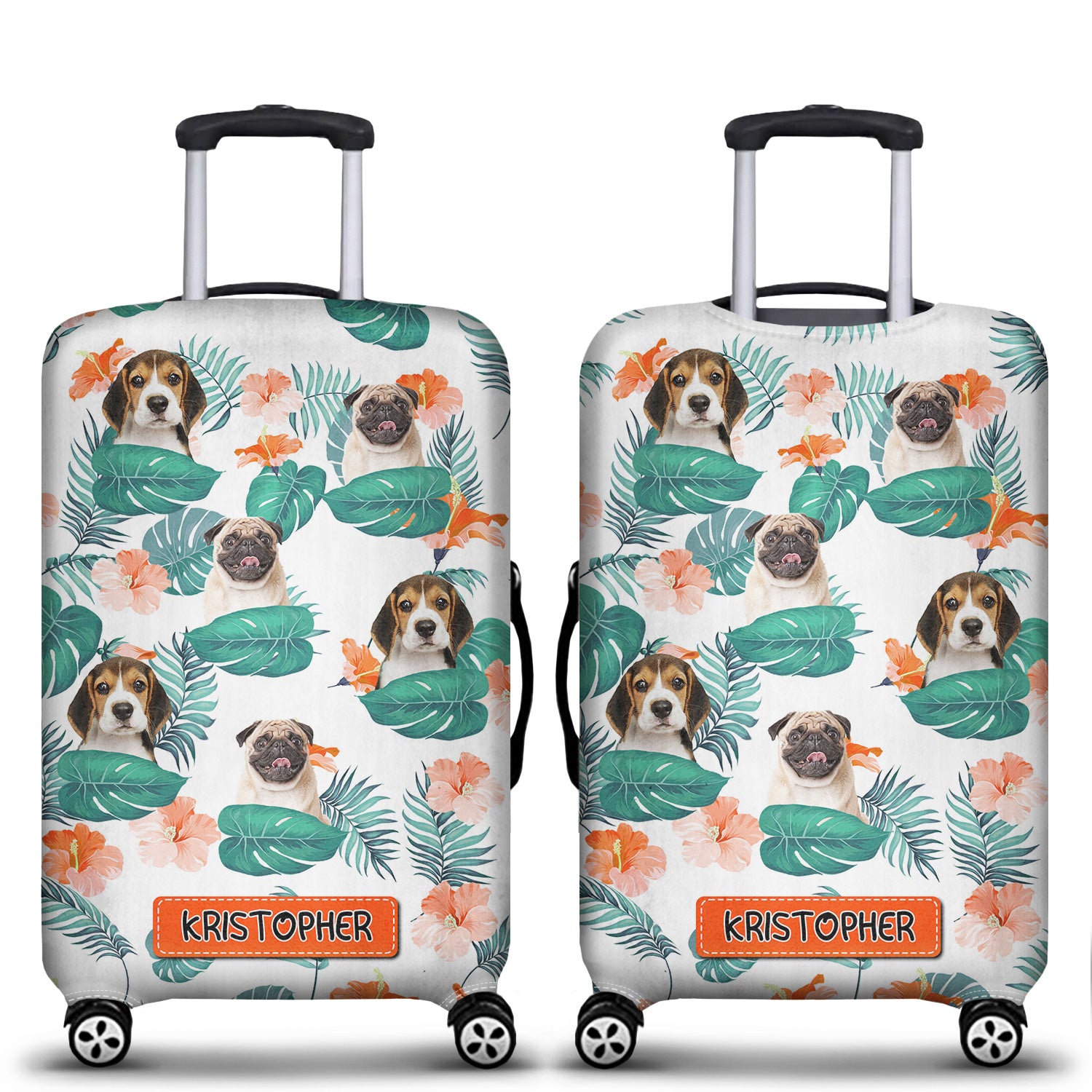 Custom Photo Funny Family Pet Face - Gift For Couple, Best Friends, Siblings, Dog And Cat Lovers - Personalized Custom Luggage Cover