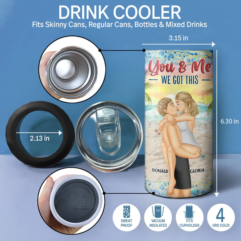 You And Me And The Sea - Birthday, Loving, Anniversary, Vacation, Travel Gift For Spouse, Husband, Wife, Couple, Boyfriend, Girlfriend - Personalized 4 In 1 Can Cooler Tumbler