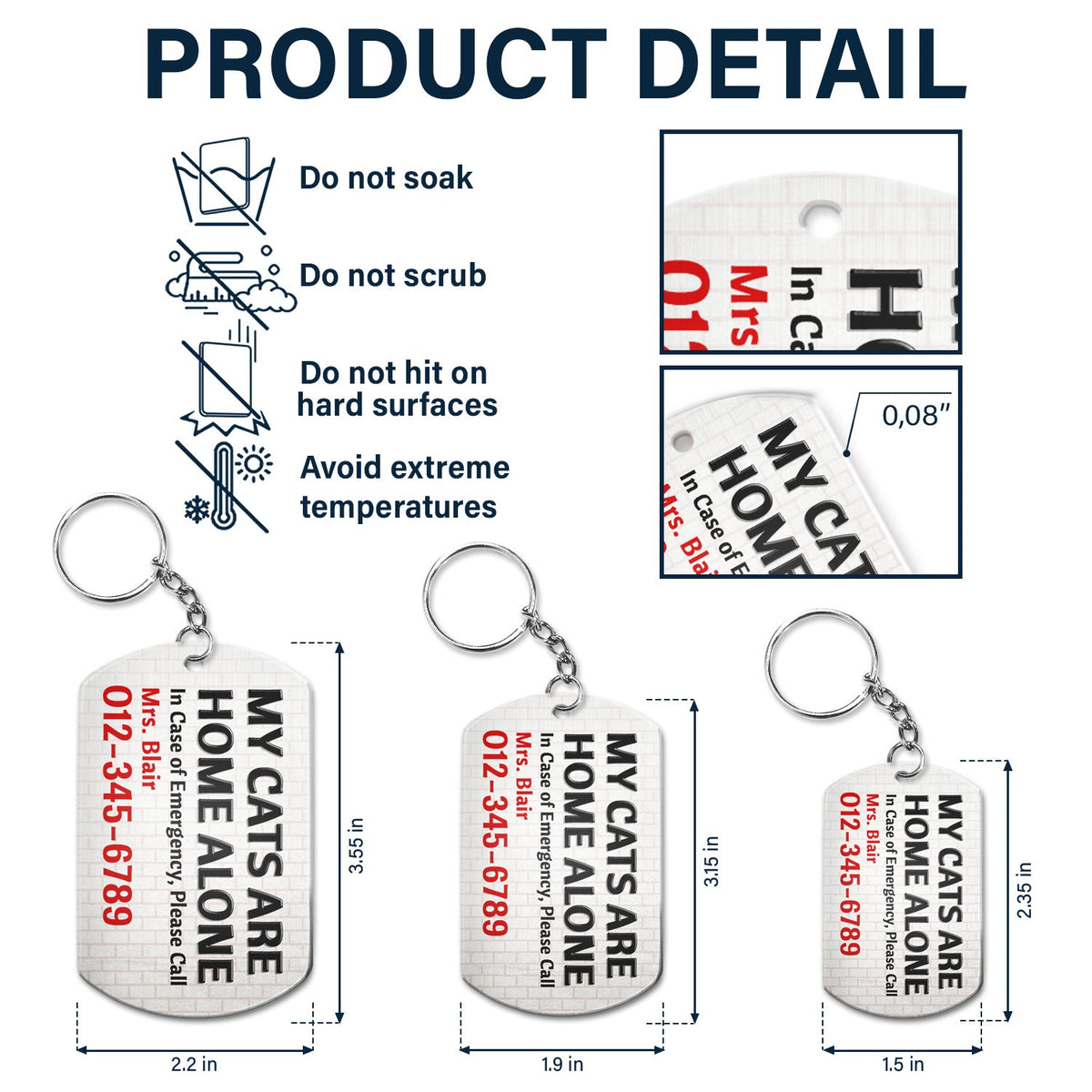 Mes chiens et mes chats sont seuls à la maison - Cadeau d'anniversaire pour les amoureux des animaux - Porte-clés en aluminium personnalisé