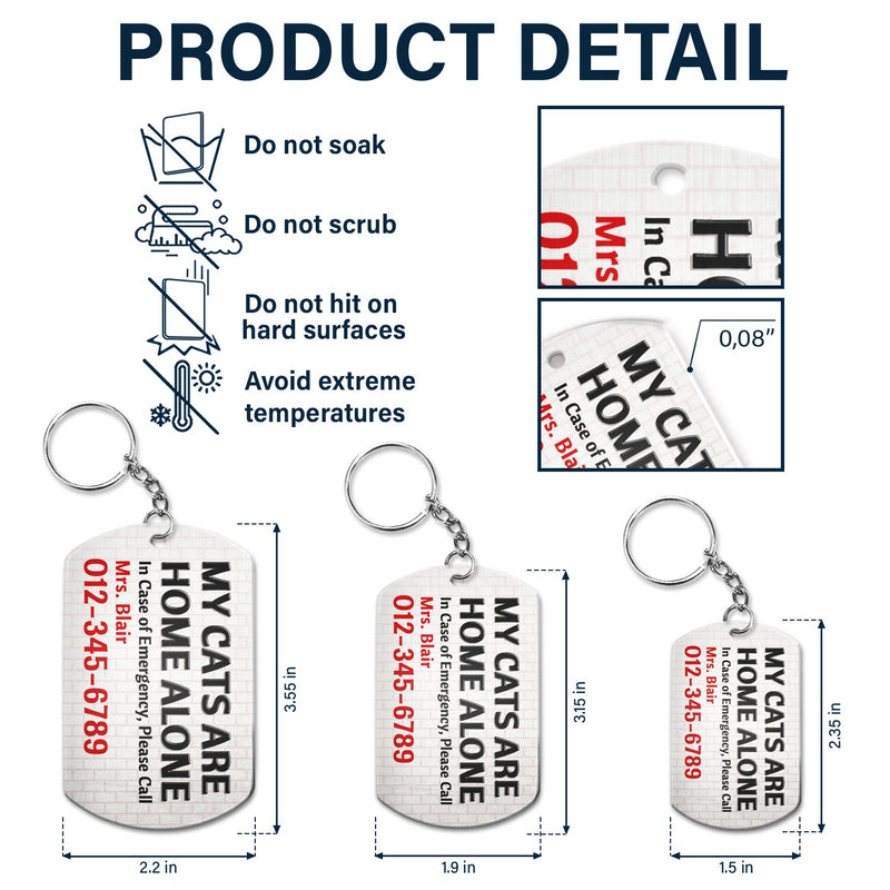 Mes chiens et mes chats sont seuls à la maison - Cadeau d'anniversaire pour les amoureux des animaux - Porte-clés en aluminium personnalisé