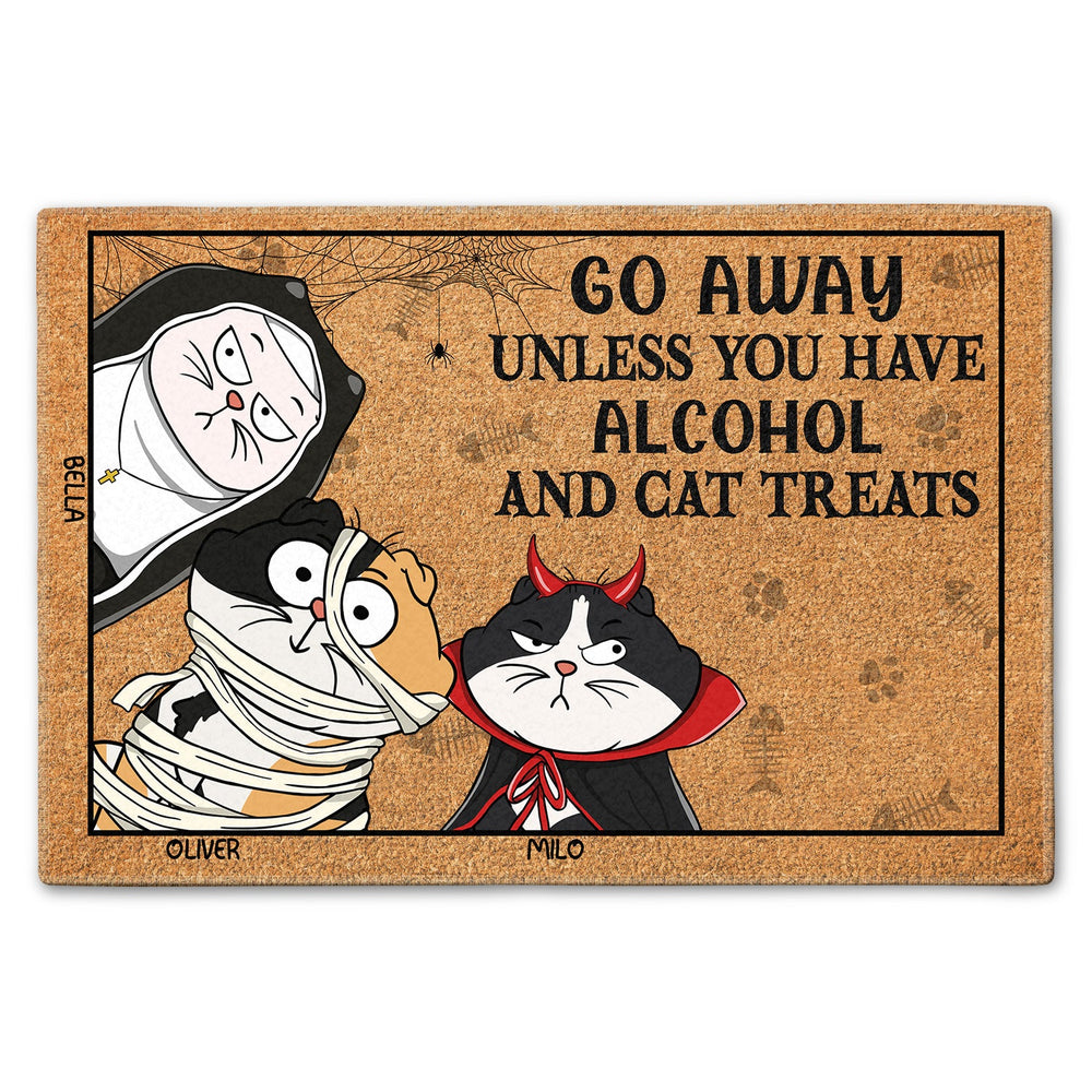 Go Away Unless You Have Alcohol And Cat Treats Cosplay Funny Cartoon Cat - Gift For Cat Lovers - Personalized Doormat