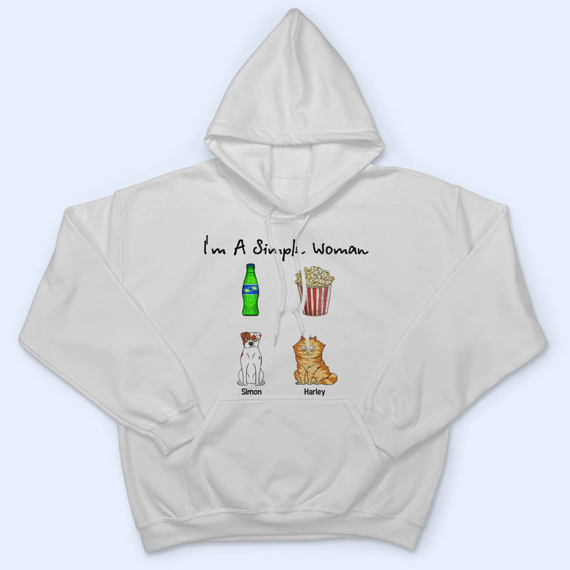 I'm A Simple Woman Funny Cartoon Dog Cat - Gift For Dog Lovers, Cat Lovers - Personalized T Shirt