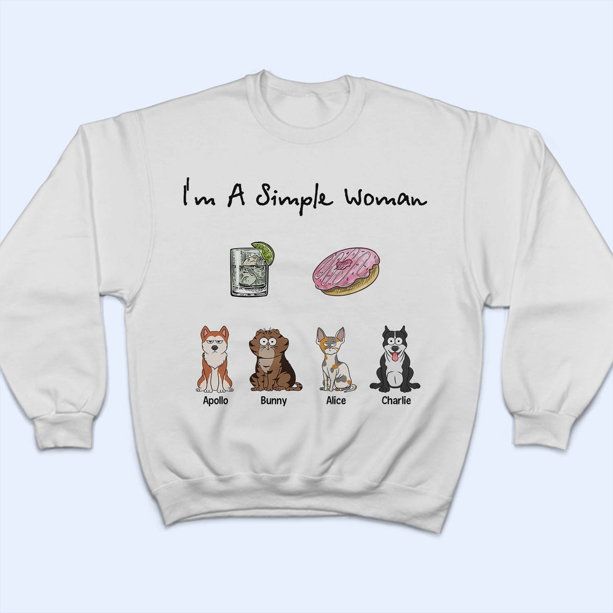 I'm A Simple Woman Funny Cartoon Dog Cat - Gift For Dog Lovers, Cat Lovers - Personalized T Shirt