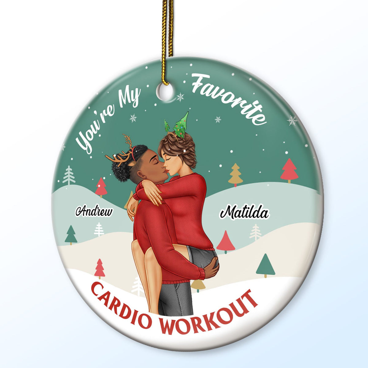 You're My Favorite Thing To Do - Christmas, Birthday, Anniversary Gift For Couple, Spouse, Husband, Wife - Personalized Circle Ceramic Ornament