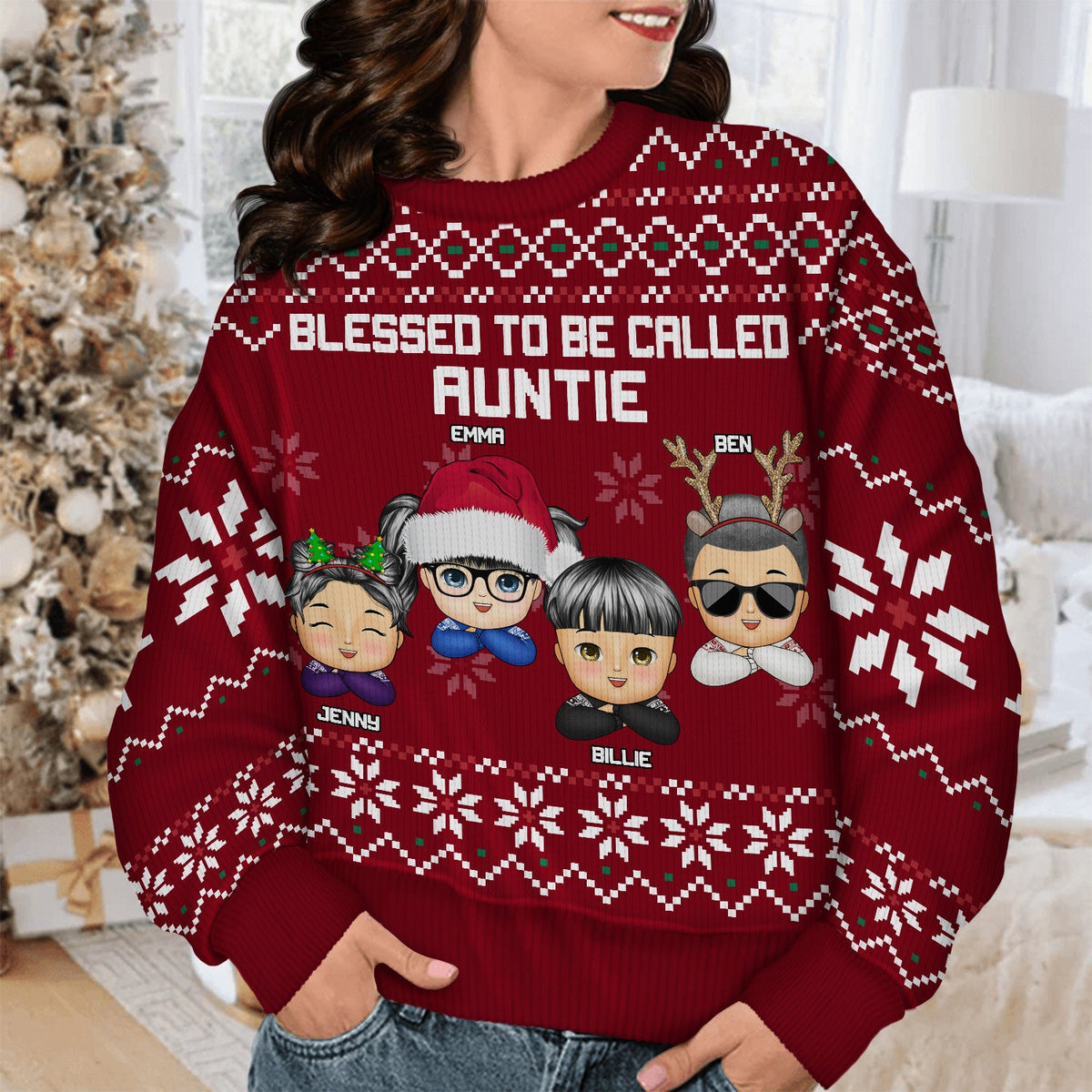 Blessed To Be Called Nana - Christmas, Loving Gift For Mom, Mother, Mama, Grandma, Grandmother - Personalized Unisex Ugly Sweater