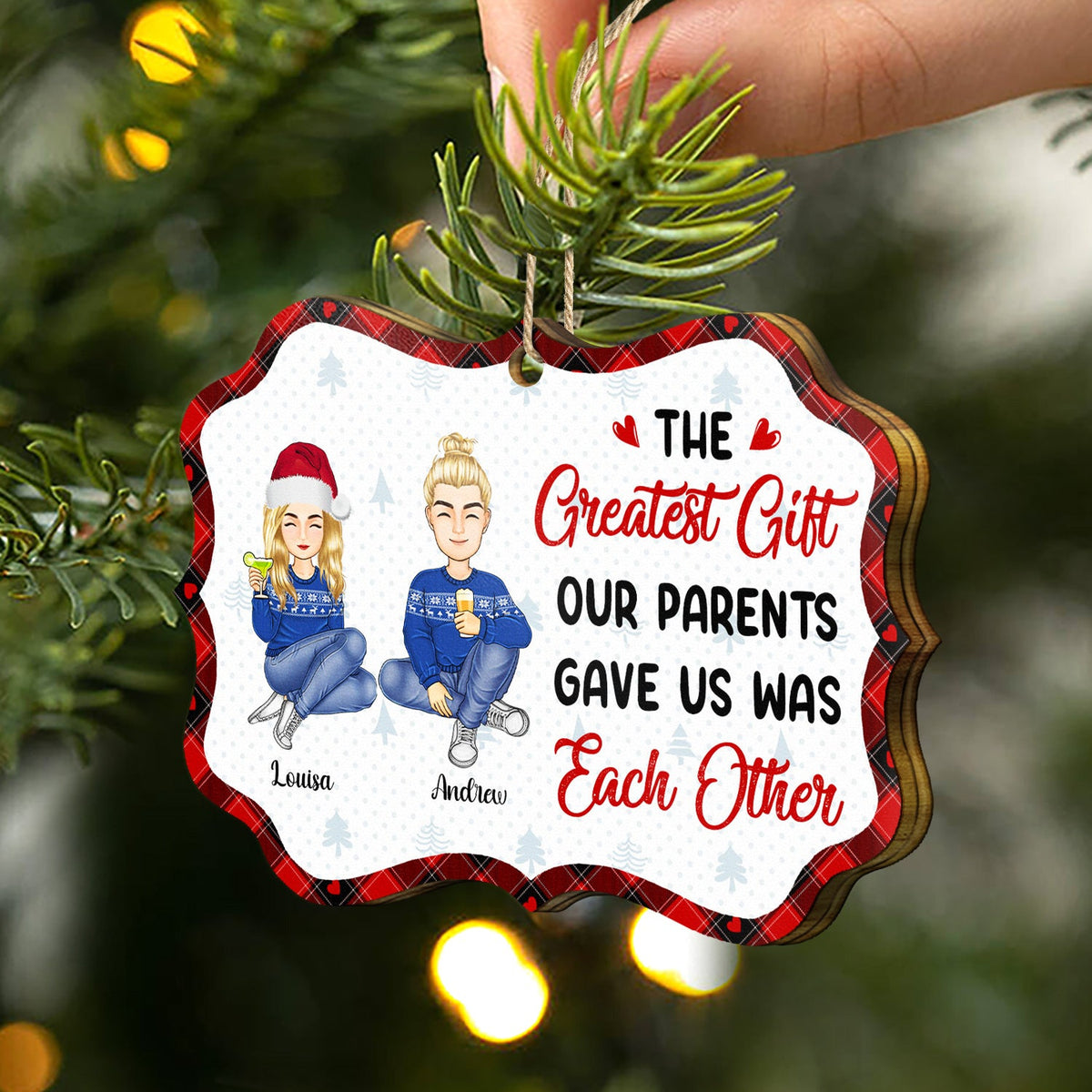 Le plus beau cadeau que nos parents nous ont offert - Cadeaux de Noël pour frères, sœurs, frères et sœurs - Décoration en bois médaillon personnalisée