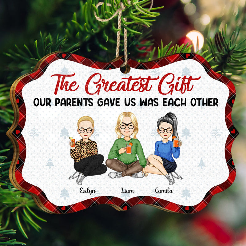 Le plus beau cadeau que nos parents nous ont offert - Cadeaux de Noël pour frères, sœurs, frères et sœurs - Décoration en bois médaillon personnalisée