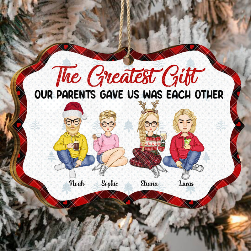 Le plus beau cadeau que nos parents nous ont offert - Cadeaux de Noël pour frères, sœurs, frères et sœurs - Décoration en bois médaillon personnalisée