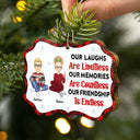 Our Laughs Are Limitless - Christmas Gifts For Besties, Friends - Personalized Medallion Wooden Ornament