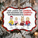 Our Laughs Are Limitless - Christmas Gifts For Besties, Friends - Personalized Medallion Wooden Ornament