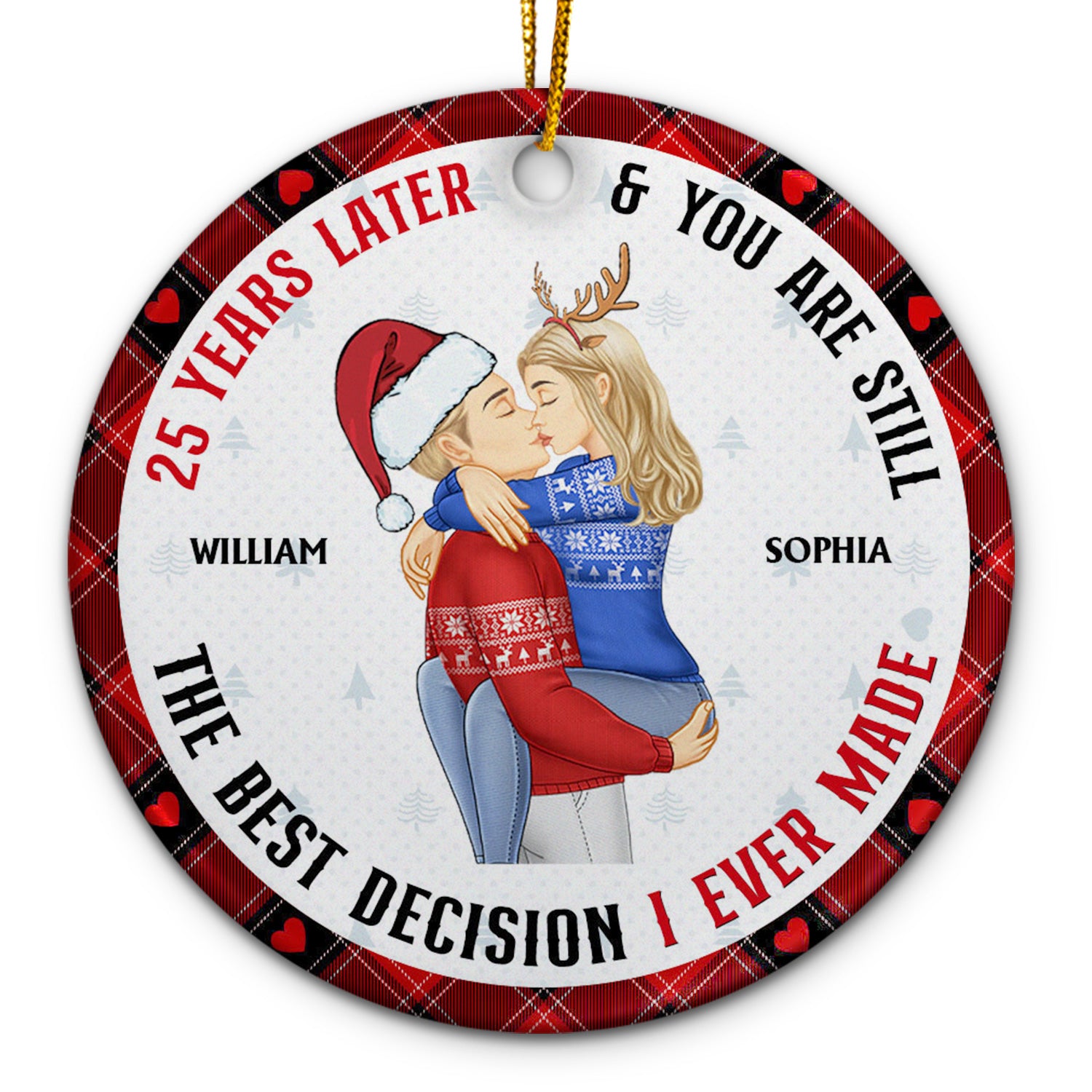 Years Later And You Are Still The Best Decision - Anniversary, Christmas Gift For Couples, Family - Personalized Circle Ceramic Ornament
