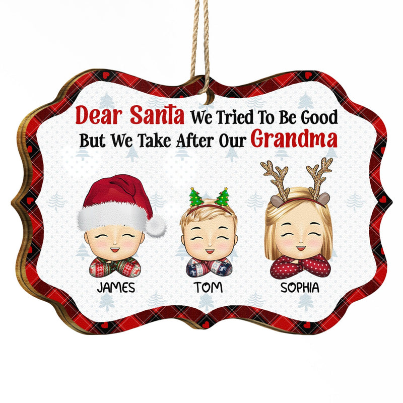 I Tried To Be Good - Christmas, Loving Gift For Grandpa, Grandma, Grandparents - Personalized Medallion Wooden Ornament