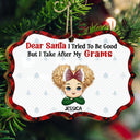 I Tried To Be Good - Christmas, Loving Gift For Grandpa, Grandma, Grandparents - Personalized Medallion Wooden Ornament