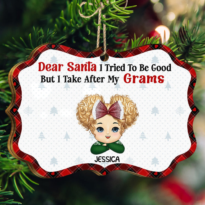I Tried To Be Good - Christmas, Loving Gift For Grandpa, Grandma, Grandparents - Personalized Medallion Wooden Ornament