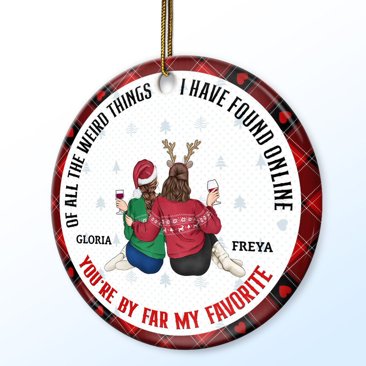 De toutes les choses étranges - Cadeau de Noël affectueux pour couples, mari, femme - Ornement en céramique rond personnalisé