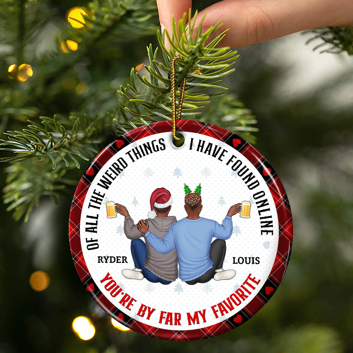 De toutes les choses étranges - Cadeau de Noël affectueux pour couples, mari, femme - Ornement en céramique rond personnalisé