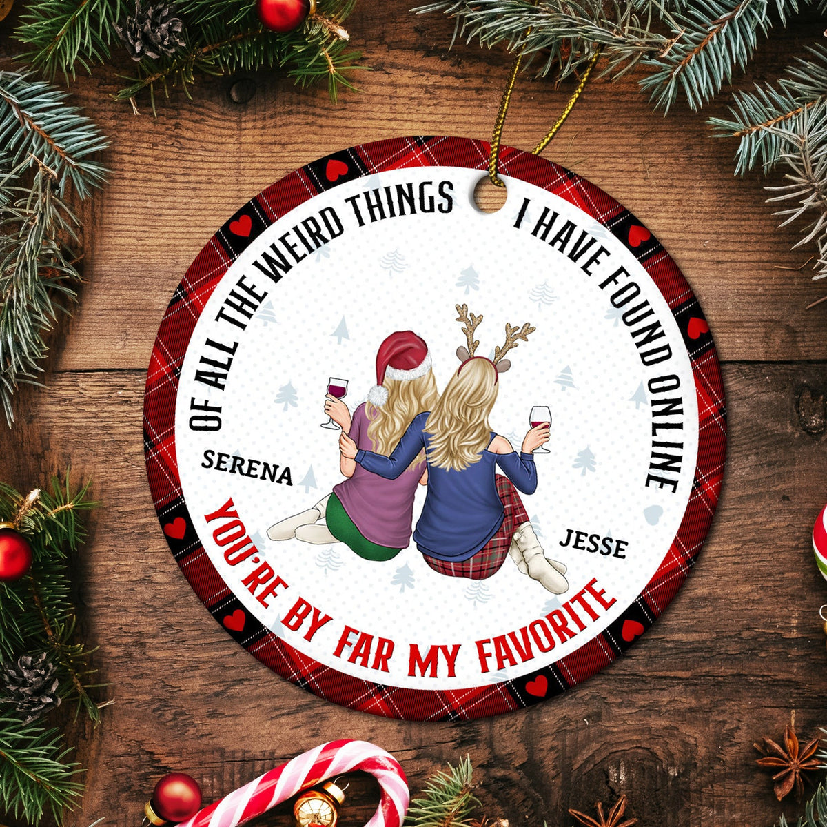 De toutes les choses étranges - Cadeau de Noël affectueux pour couples, mari, femme - Ornement en céramique rond personnalisé