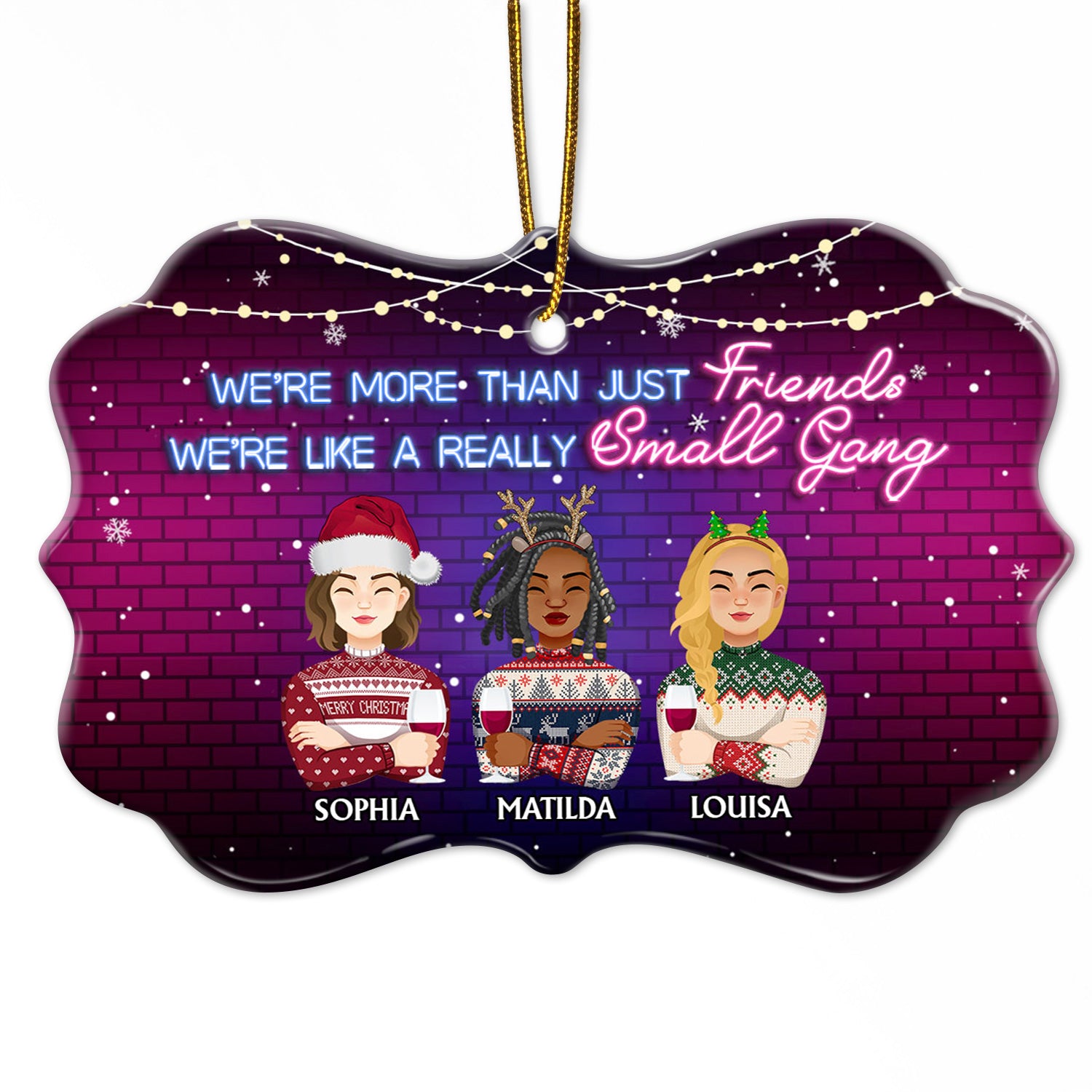 More Than Just Friends - Christmas Gifts For Besties, Best Friends - Personalized Medallion Ceramic Ornament