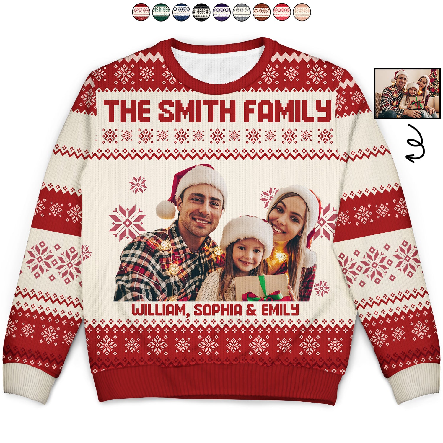 Custom Photo - Christmas, Funny Gift For Family, Couple, Dad, Mom, Grandpa, Grandma - Personalized Unisex Ugly Sweater