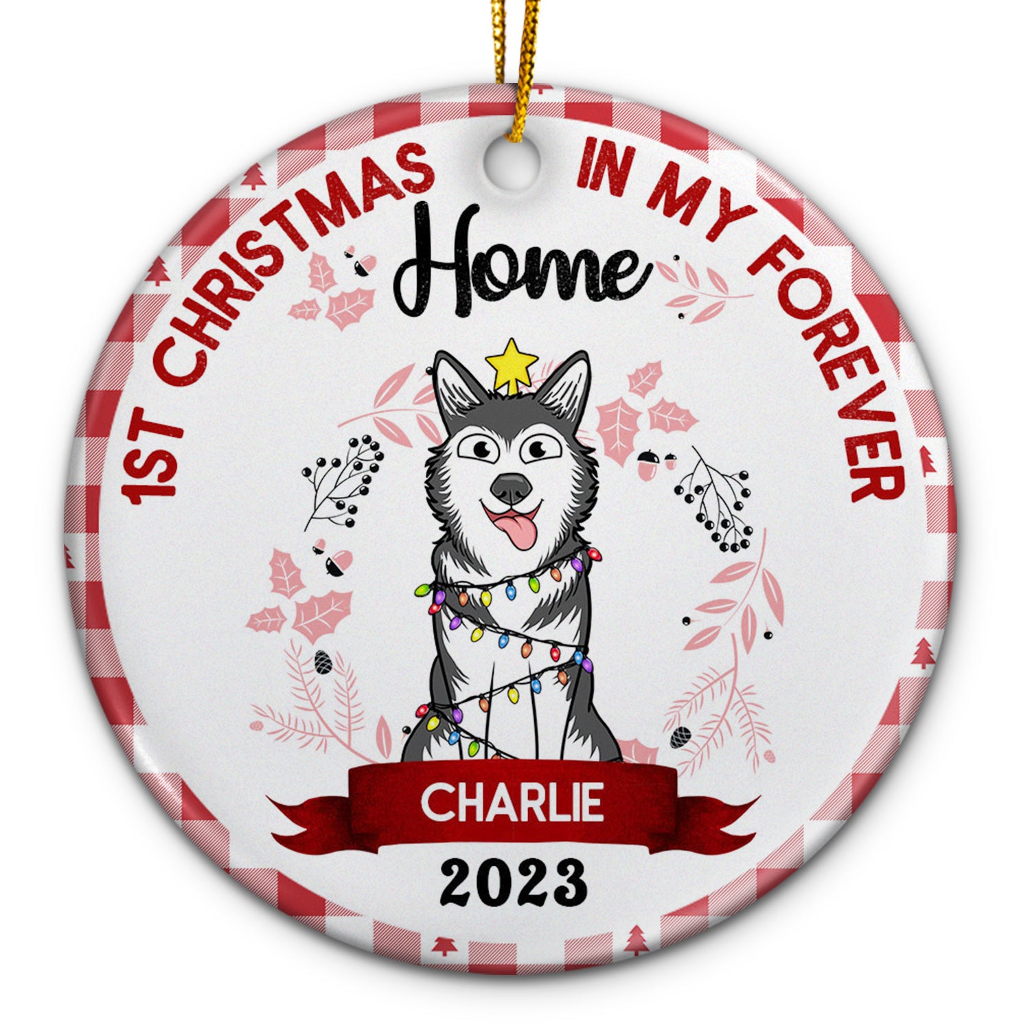 My First Christmas In My Forever Home - Christmas Gift For Cat, Dog Owner, Pet Lover - Personalized Circle Ceramic Ornament