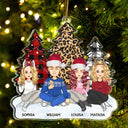 Leopard Checkered Pattern Christmas Tree Family - Xmas Gift For Parent, Grandparent, Sibling - Personalized Cutout Acrylic Ornament