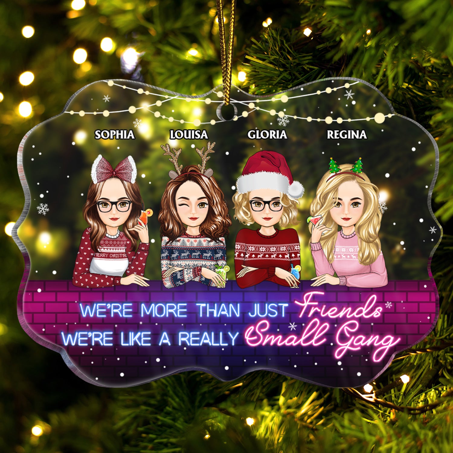 More Than Just Friends Cartoon - Christmas Gifts For Besties - Personalized Medallion Acrylic Ornament