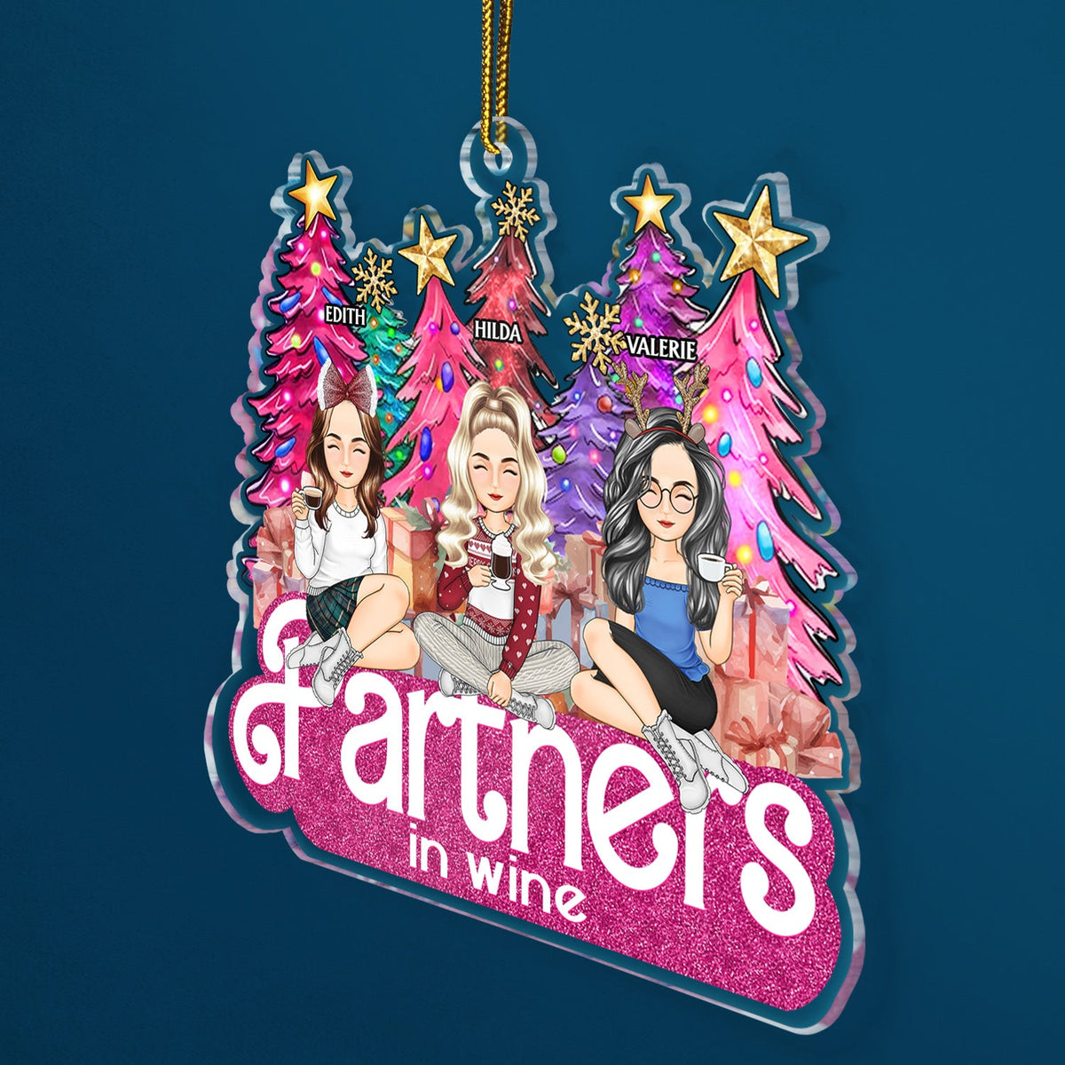 Sisters Forever Cartoon - Christmas Gifts For Sisters, Besties - Personalized Cutout Acrylic Ornament