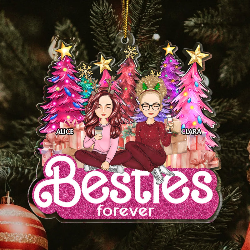 Sisters Forever Cartoon - Christmas Gifts For Sisters, Besties - Personalized Cutout Acrylic Ornament