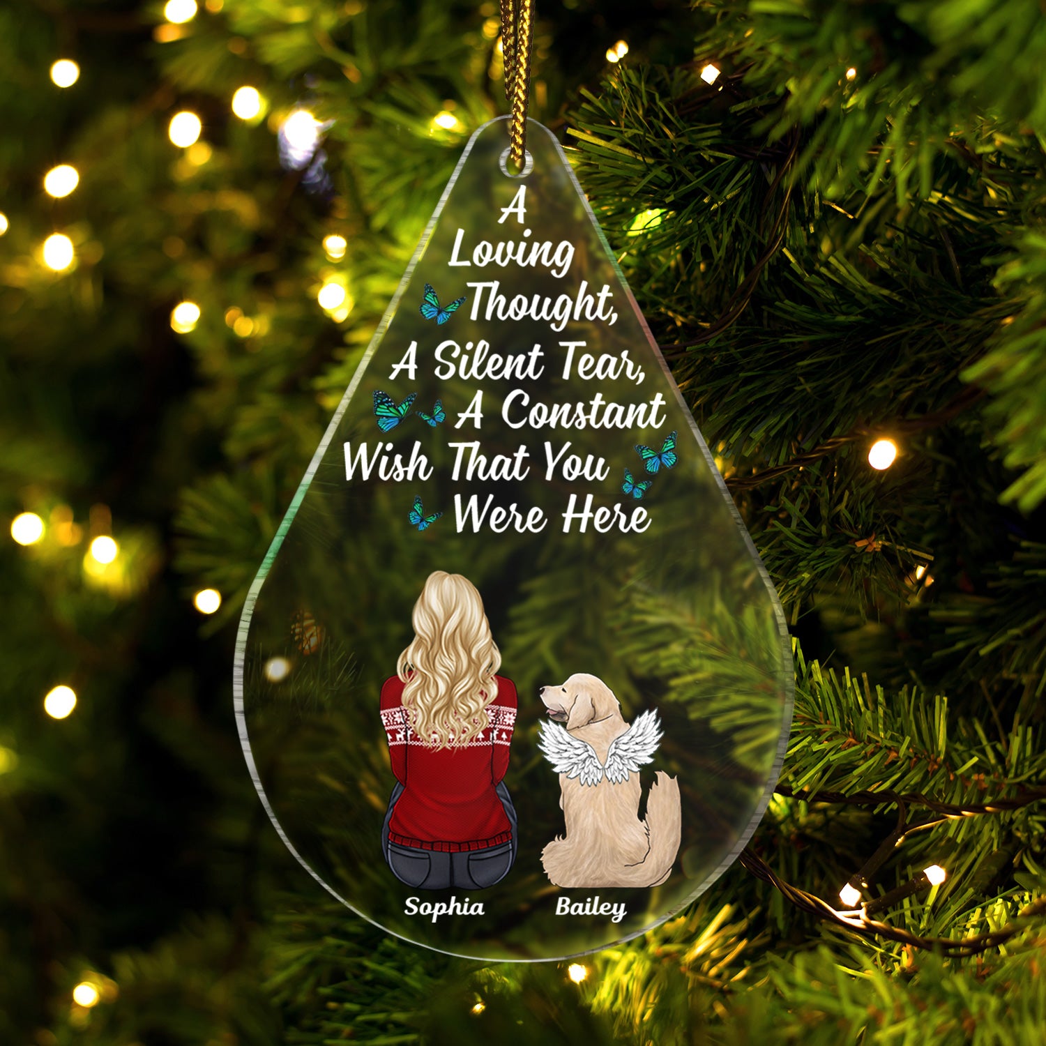 I Miss You Teardrop - Christmas Memorial Gift For Pet Lovers, Dog Mom, Dog Dad, Cat Mom, Cat Dad - Personalized Custom Shaped Acrylic Ornament