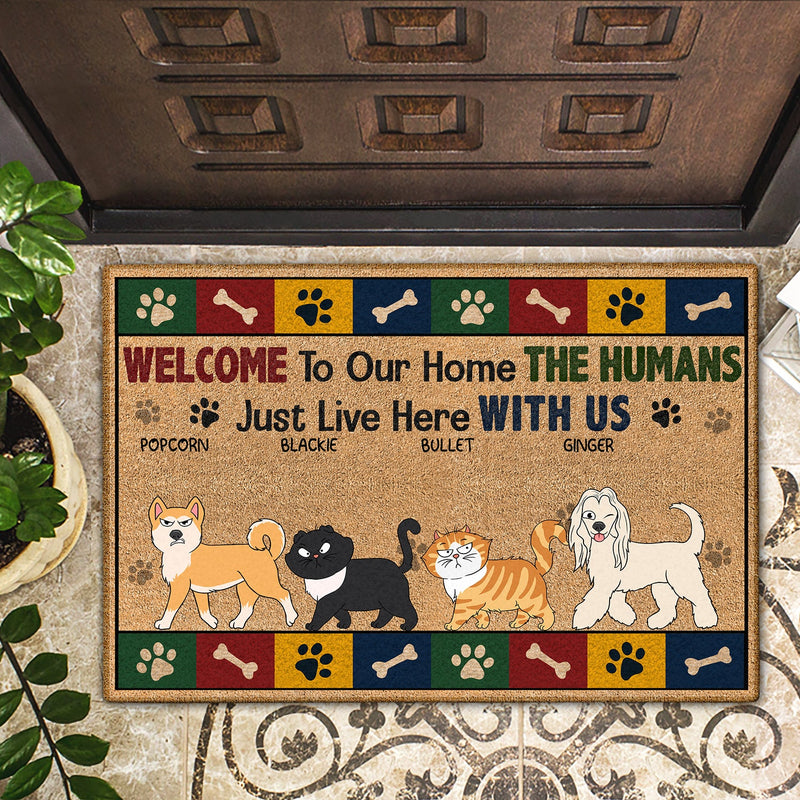 The Humans Just Live Here With Us - Gift For Dog Lovers, Cat Lovers - Personalized Doormat