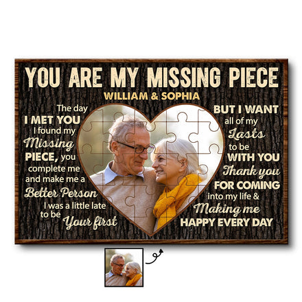 Photo personnalisée « Tu es ma pièce manquante » – Cadeau d'anniversaire pour couple – Affiche personnalisée